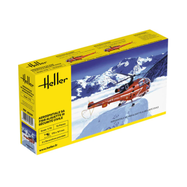 KIT PARA MONTAR HELLER AEROSPATIALE SA 316B ALOUETTE III SÉCURITÉ CIVILE 1/72 72 PEÇAS HLR 80289